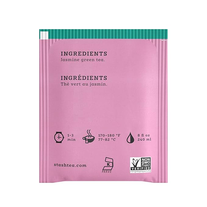 Stash Tea Jasmine Blossom Green Tea - Caffeinated, Non-GMO Project Verified Premium Tea with No Artificial Ingredients, 20 Count (Pack of 6) - 120 Bags Total