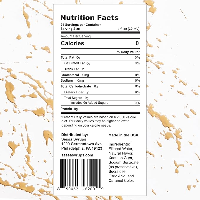 Sessa Syrups Sugar Free Vanilla Syrup - 25.4 Fl Oz -Keto-Friendly, Zero Calorie, Gluten-Free - Natural Flavoring for Coffee, Tea, Cocktails, and More