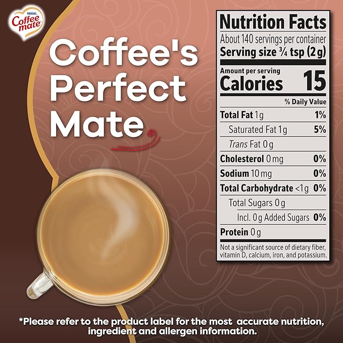 Coffee-mate Sugar Free Creamy Chocolate Powdered Coffee Creamer, 10.2 Ounce