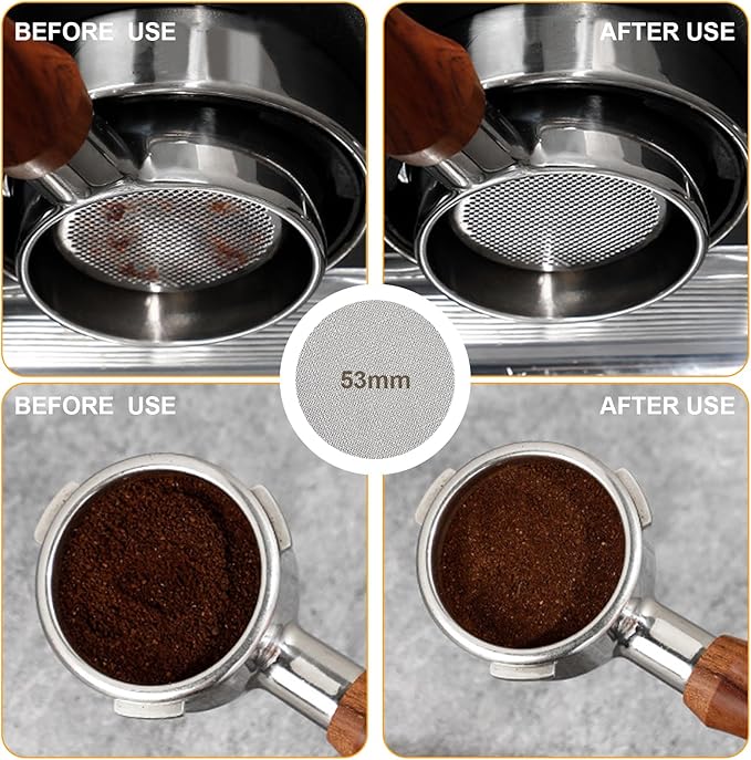 53mm Espresso Accessories Kit, Espresso Distributor, Dosing Funnel and Puck Screen Set, WDT Tool Espresso, Coffee Tamper Espresso Machine Accessories for 53 mm Portafilter Barista Tools