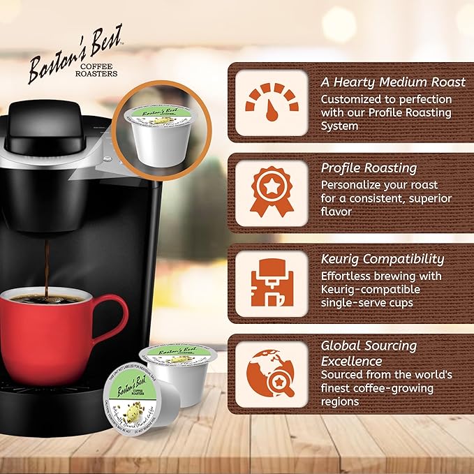 Boston’s Best - Pistachio Ice Cream Flavored Coffee Blend, Dessert Gourmet, Compatible with Keurig Coffee Maker, 1 Count (42 Single Serve Medium Roast Cups)