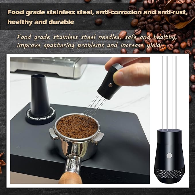 NEOUZA Coffee WDT Holder Tamper 2 in 1 Multifunctional Espresso Accessories Stand, Ripple Base, WDT Not Included (51mm Holder Black), WDT-04MM