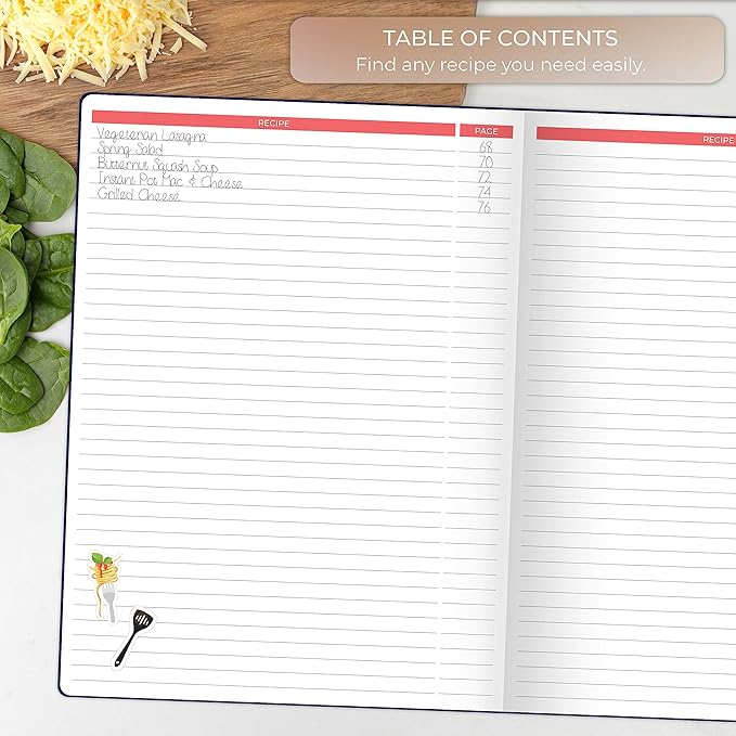 Clever Fox Recipe Book – Make Your Own Family Cookbook – Blank Recipe Notebook Organizer – Empty Cooking Journal to Write In Recipes – Large Size, 8.5”x11.2”, Hardcover, Dark Blue