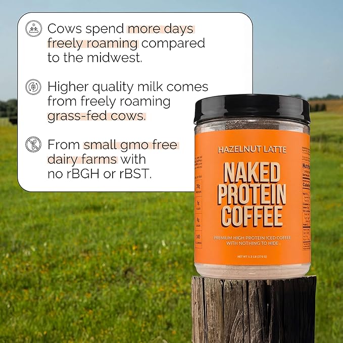 NAKED Hazelnut Latte Protein Coffee - Premium Colombian Iced Coffee Protein Shake Drink, Delicious Keto Friendly and Gluten Free, 17 Servings