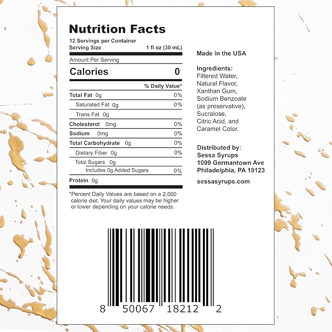 Sessa Syrups Sugar Free Vanilla Syrup - 11.8 Fl Oz - Keto-Friendly, Zero Calorie, Gluten-Free - Natural Flavoring for Coffee, Tea, Cocktails, and More