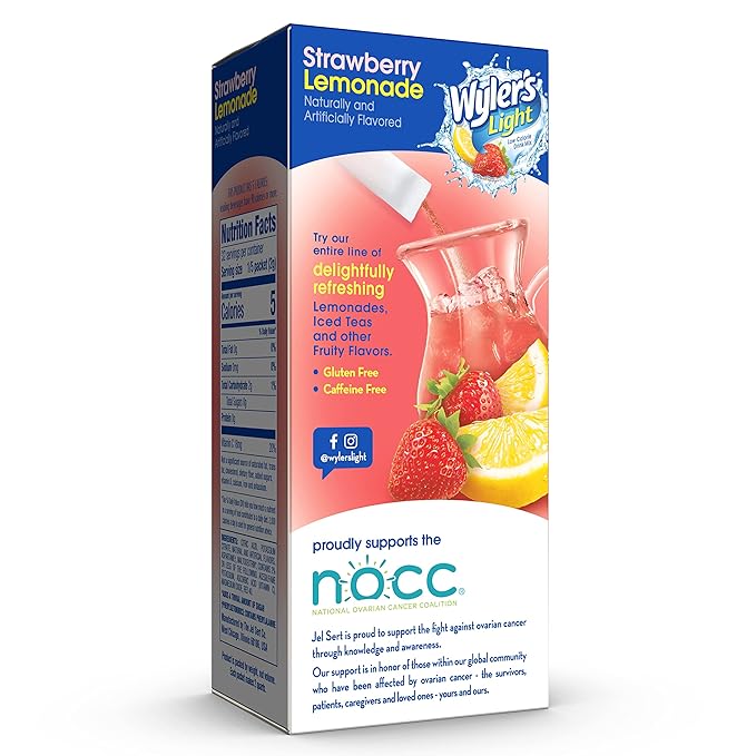 Wyler's Light Pitcher Packs, Water Drink Mix, Strawberry Lemonade, 6 Boxes (36 Pitcher Packets)