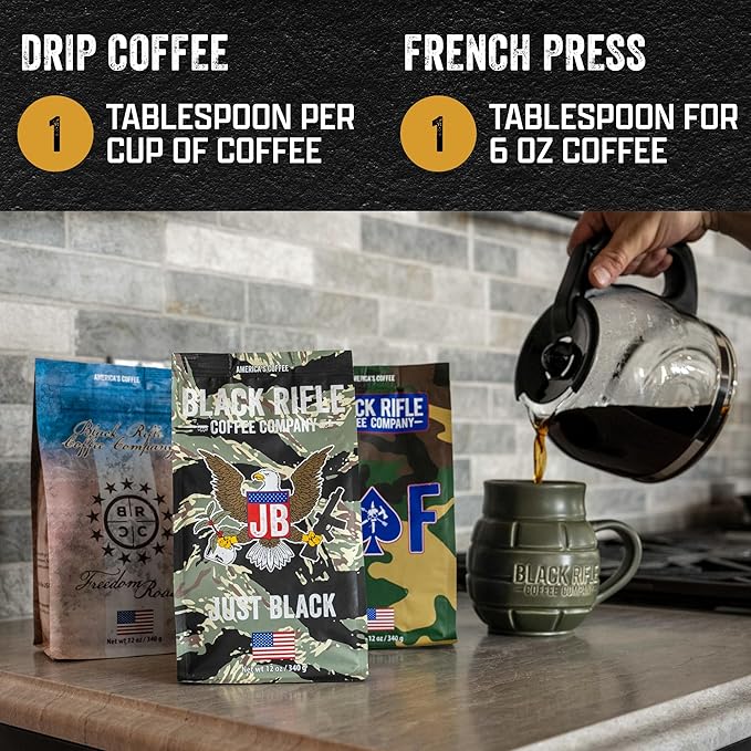 Black Rifle Coffee Company CAF, 5 lb Bag, Ground Coffee Medium Roast - Roasted Blend Made from Arabica Beans - Colombian & Brazilian Beans - Veteran Founded & American Made