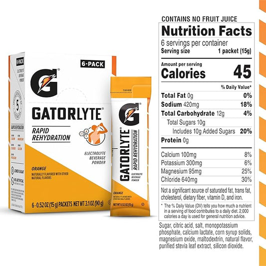 Gatorlyte Powder Orange, 16.9oz (Pack of 6)