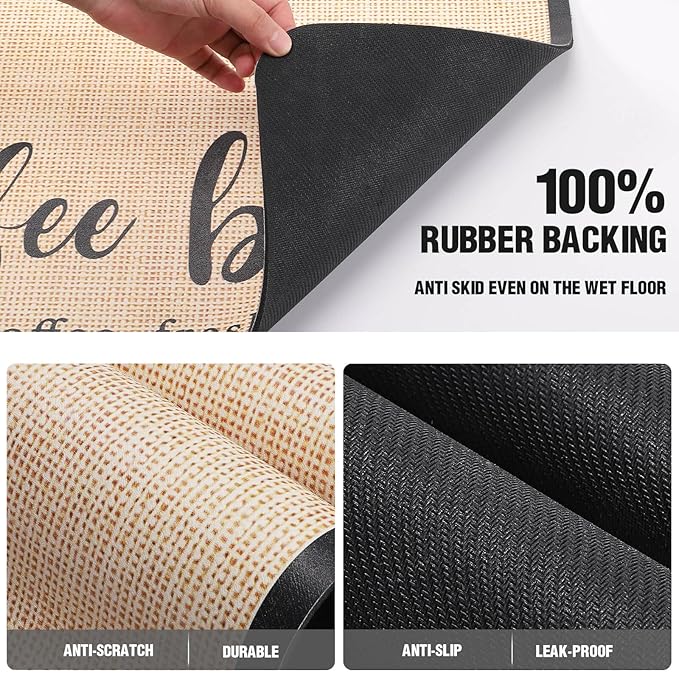 DK177 Coffee Mat - Dish Drying Mat for Kitchen Counter, Hide Stain, Absorbent with Waterproof Rubber Backing, Fit Kitchen Dish Rack Bar Accessories (Christmas Green, 31.5" x 17")