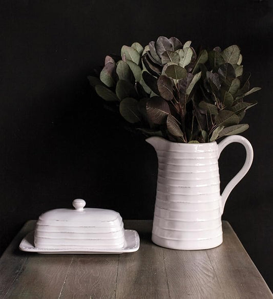 Creative Co-Op White Ceramic Pitcher