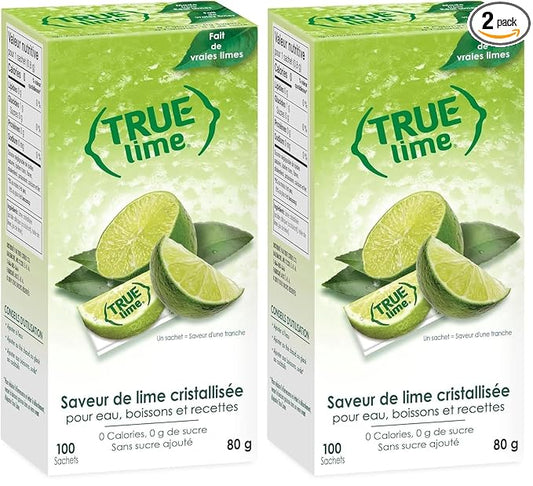 True Citrus Lime Water Enhancer, 100 Count, Pack of 2 | 0 Calorie | Sugar Free | Made with Real Limes | Bulk Dispenser
