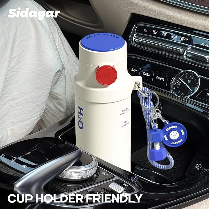 18 oz Insulated Water Bottle, Stainless Steel Travel Mug with Lid, Double Wall Vacuum Sports Water Bottle, BPA Free, Leak-Proof, Fits in Car Cup Holder, Great for Men Kid School, White