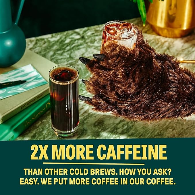 Wandering Bear Espresso Roast Organic Cold Brew Coffee - Extra Strong Bold, Smooth, No Sugar Added, Shelf-Stable, Ready to Drink, 100% Organic Iced Cold Brewed Coffee Drink - 32 fl oz, 3 pack