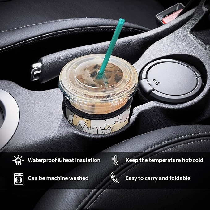 3 Pack Reusable Neoprene Insulator Sleeve for Iced Coffee Cups, Funny Coffee Cup Sleeves for 16-32oz Coffee cups, Cute Drink Sleeve for Cold Hot Beverages Cute Cats