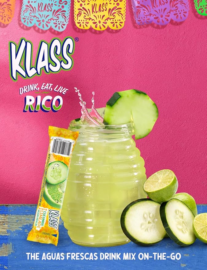 Klass Aguas Frescas | Drink Mix Variety Pack, Cucumber Limeade, Strawberry Watermelon, Hibiscus Berries & Pineapple Tangerine | Sugar Free On-The-Go Packets (Powder Stick Packs),40 Count (Pack of 2)