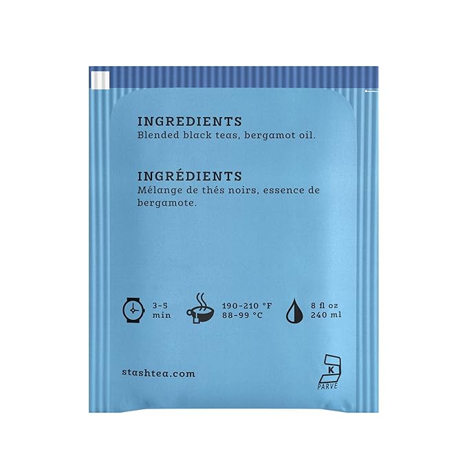 Stash Tea Double Bergamot Earl Grey Black Tea - Caffeinated, Non-GMO Project Verified Premium Tea with No Artificial Ingredients, 18 Count (Pack of 6) - 108 Bags Total
