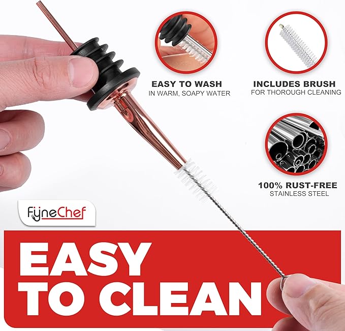 48 Pack Stainless Steel Bottle Pourers for Alcohol, Liquor, and Wine - Bar Accessories, Spouts for Bottles and Dispensers (rose gold)