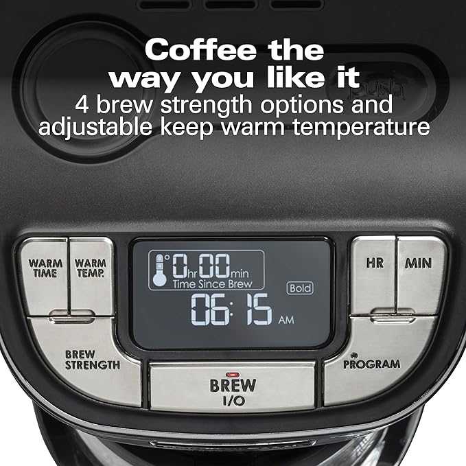 Hamilton Beach Professional Programmable Drip Coffee Maker, 12 Cup Capacity Ergonomic Carafe, 60oz Removable Reservoir,120 volts, Brushed Metal (49500)