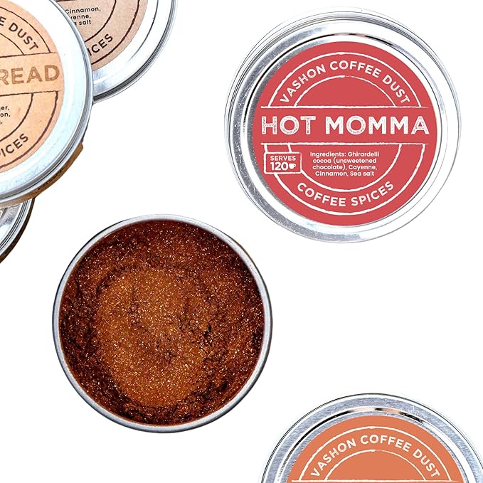 Coffee Dust Flavoring Powder, Hot Momma (120 Servings) – All Natural Coffee Syrup Alternative, Adds Aroma, Taste & Whole30 Wellness to Drinks, Tea & Foods