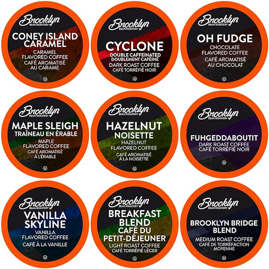 Brooklyn Beans Coffee Pods Assorted Handcrafted Gourmet Variety Pack Coffee Sampler, Compatible with 2.0 Keurig K Cup Brewers, 40 Count
