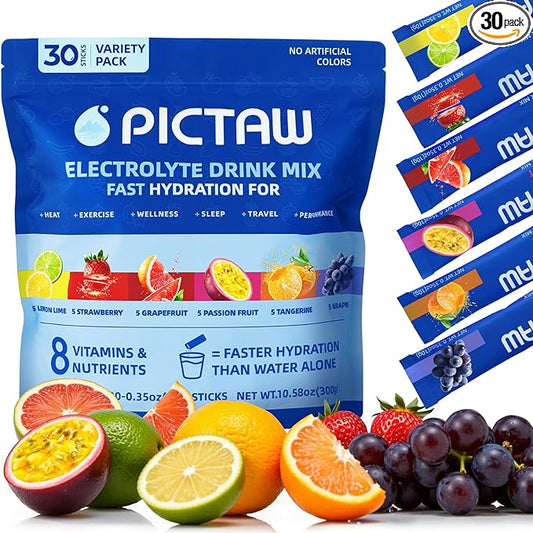 Electrolytes Powder Packets Hydration Packet, Liquid Daily IV Hydrate Packets for Dehydration Relief and Rehydration Portable, Instant Electrolyte Drink Mix NonGMO 10.58oz 300g (Variety 30 Packets )