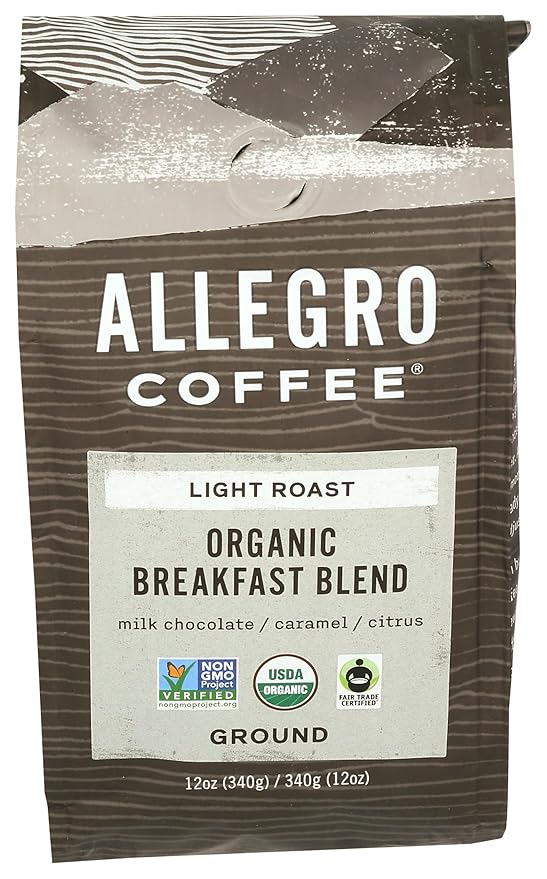 Allegro Coffee Organic Breakfast Blend Ground Coffee, 12 oz