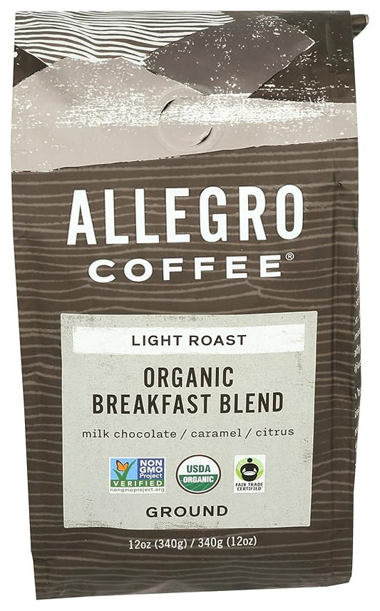 Allegro Coffee Organic Breakfast Blend Ground Coffee, 12 oz