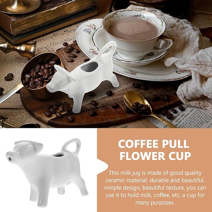 DOITOOL Cow Creamer Pitcher 1.35Oz Ceramic Milk Bottle Latte Art Cup for Coffee Sauce and Gravy Serving Cute Porcelain Milk Dispenser for Home and Cafe