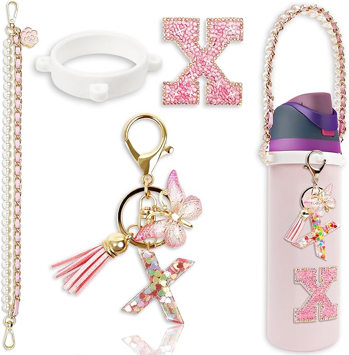 Letter Handle Strap Accessories with Cute Initial Charm Compatible with Owala Water Bottle 24oz 32oz 40oz Owala Kids
