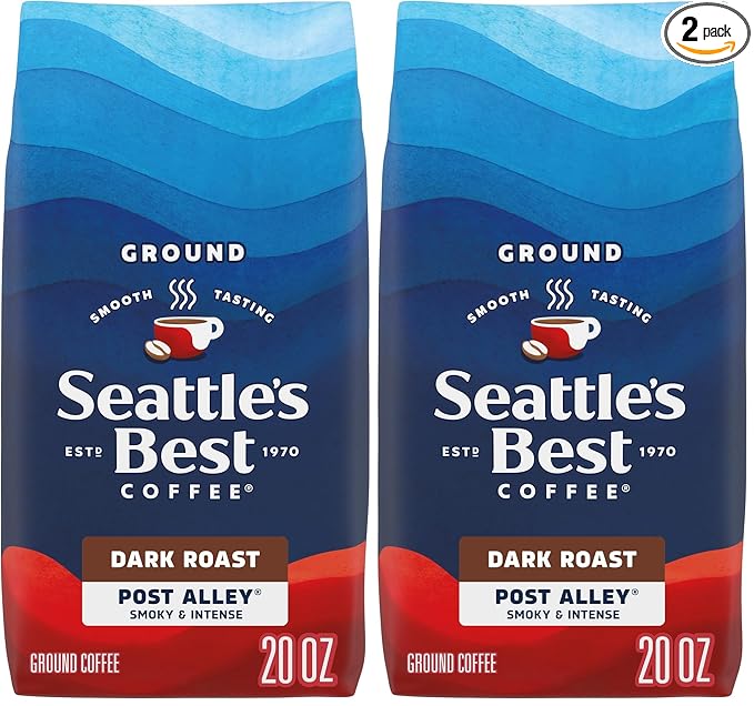 Seattle's Best Coffee Dark Roast Ground Coffee | Post Alley Blend | 20 Ounce Bag | Pack of 2