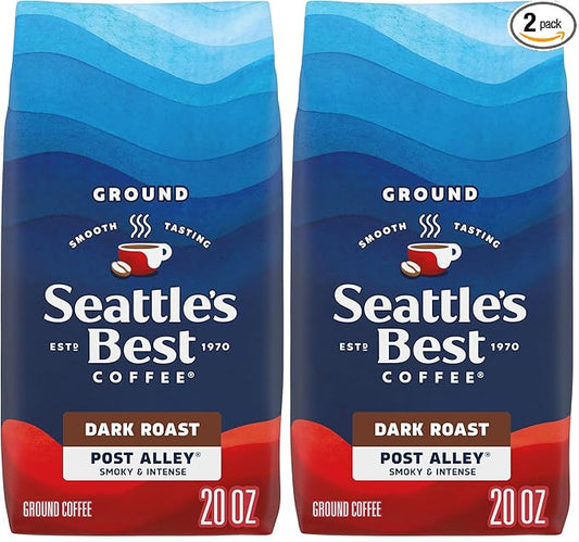 Seattle's Best Coffee Dark Roast Ground Coffee | Post Alley Blend | 20 Ounce Bag | Pack of 2