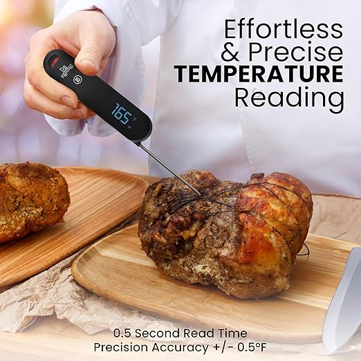 Professional Digital Food Thermometer, <1 Second Response time, ±0.5°F Accuracy, IP67 Waterproof, Magnetic, Auto-Rotate Thermometer for Cooking, Oven, Grill, BBQ, Liquid, Brewing, Tea, Candy