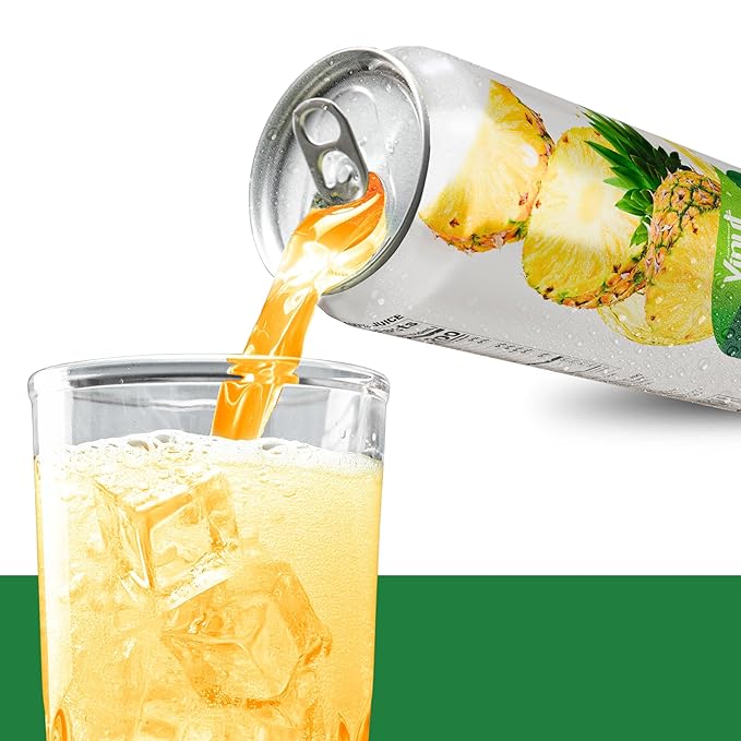 VINUT 100% Pineapple Juice, No Added Sugar, Not From Concentrate, 16.9 fl oz (500 mL) Can, Pack of 12