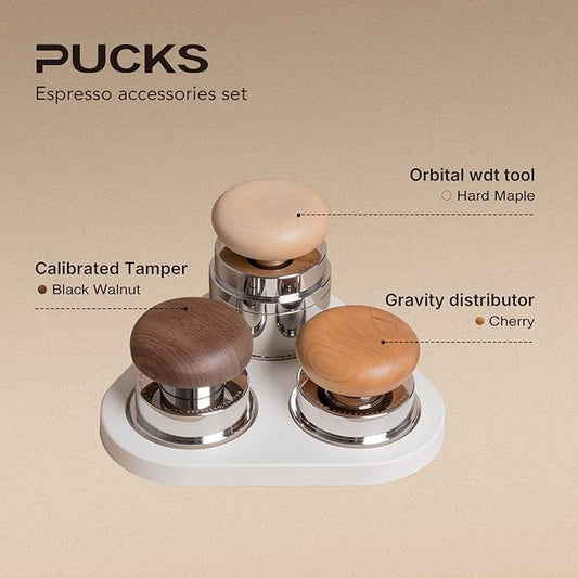 TIMEMORE Espresso Tamper Set 58.4mm with WDT Tool, Self-Leveling Tamper & Gravity Distributor for Professional Coffee Preparation - Wooden Grip