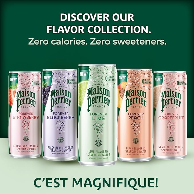 Maison Perrier Forever Blackberry Flavored Sparkling Water, 11.15 Fl Oz Cans, 8 Count, 3 Pack