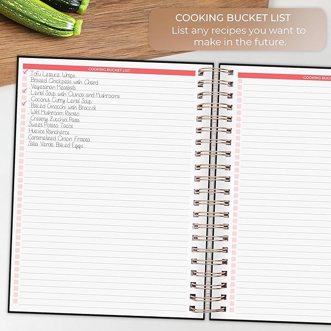 Clever Fox Recipe Book Spiral – Blank Family Cookbook – Empty Cooking Journal – Notebook Organizer to Write In Recipes – Large (Black)