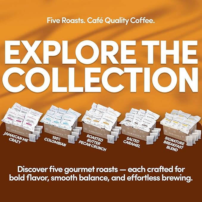 Ground Flavored Coffee In Filter Packs | Medium Roast Low Acid Mold Free Pouches | Butter Pecan Crunch Sampler Packets | Gourmet Powder Bags for 10–12 Cup Drip Maker | Highest Rated Individual Premeasured Coffee