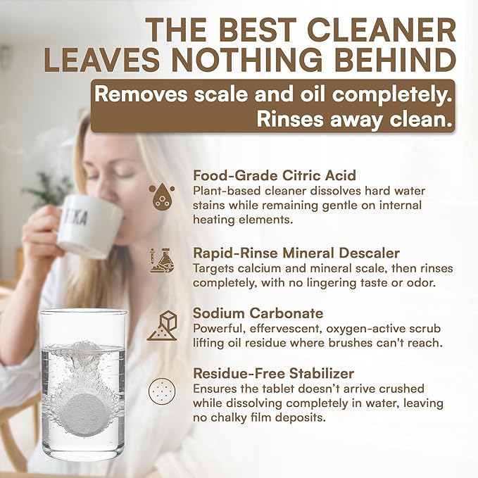 CLYND Coffee Maker Cleaner and Descaler Tablets 24-Pack, Residue-free, Compatible with Nespresso, Ninja, Multi-cup, Single-serve, Delonghi, Espresso Machine, Keurig, Coffee Pot Cleaner Cleaning Tabs