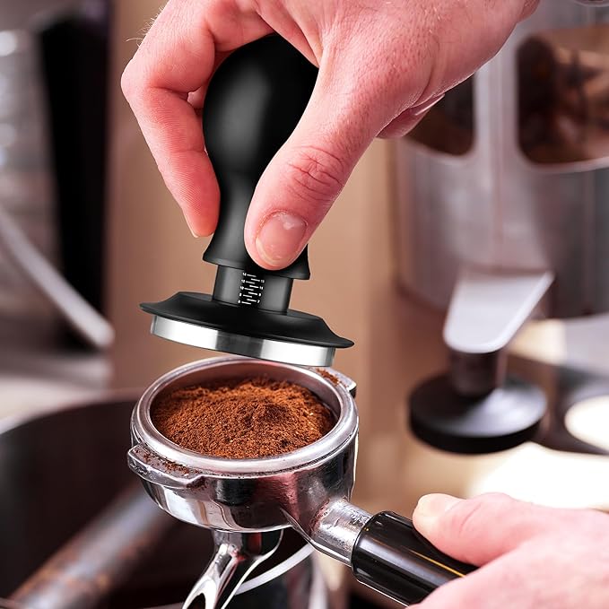 Espresso Distribution Tool Accessories - 51mm Spring Loaded Coffee Calibrated Tamper Kit with Needles, WDT Stainless Steel Espresso Stirrer Dosing Funnel Set for Barista Coffee Machines