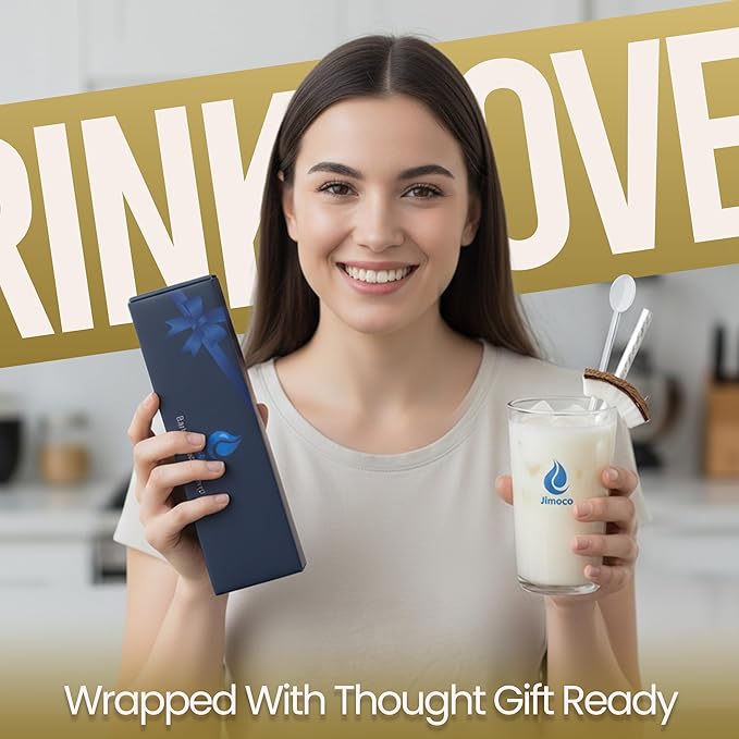 Jimoco Barista Set – Torani Blue Raspberry & Coconut Syrups (25.4 oz Each) with 2 Jimoco Syrup Pumps, Reusable Cups, Straws & Stirrers – Coffee, Italian Soda & Cocktail Flavoring Kit