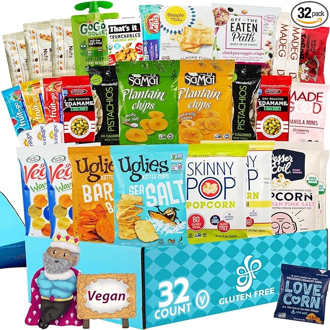Gluten Free Palace Deluxe Snacks Variety Pack – Vegan Christmas Snacks Gift Basket – Healthy Holiday Gift Basket for Adults & College Students – Christmas & New Year Snack Box Gift (32 Count)