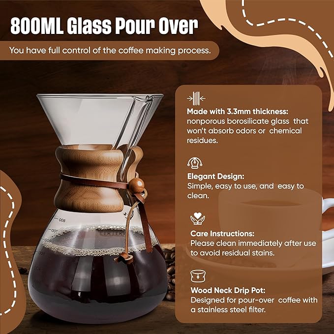Fresh Roast Coffee Roaster Bundle SR540, Glass Extension Tube, Pour Over Digital Scale, 800ML Glass Pour Over, Electric Kettle, (2lbs) Sample Pack of Green Beans, (2-Pack) Sample Trays, Chaff Brush