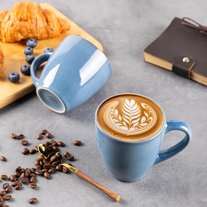 GBHOME Ceramic Coffee Mugs Set of 6, 12oz Stoneware Coffee Mugs Set For Dad Mom Women MEN, Light Weight Coffee Cups for Latte/Tea/Beer/Hot Cocoa, Dishwasher & Microwave Safe