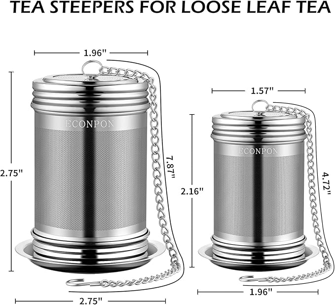 2 Pack Reusable Tea Steeper Extra Fine Mesh Tea Infuser Stainless Steel Tea Strainer for Loose Leaf Tea