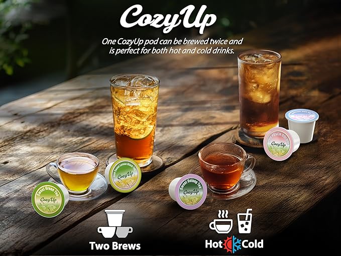 Cozy Up Iced Sweet Tea Variety Pack, 36 Count - Compatible with Keurig Brewers, Includes Sweetened Black, Green, Jasmine Green & Oolong Black Tea - Single Serve Pods for Brew Over Ice