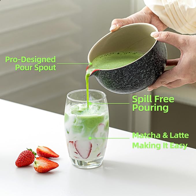 TEANAGOO 12 Pcs Matcha Whisk Set Black,Ceramic Matcha Set,Matcha Kit for Ceremony,Complete Travel Matcha Tea Set,Matcha Set Whisk and Bowl with 2 Cups(7.2oz)/Traveling Bag,Gifts for Matcha Lover