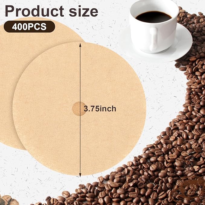 400Pcs Percolator Coffee Filters, 3.75in Unbleached Coffee Filter, Natural Disposable Disc Coffee Filters for Percolator Coffee Pot, Coffee Filter for Home Office Camping Use