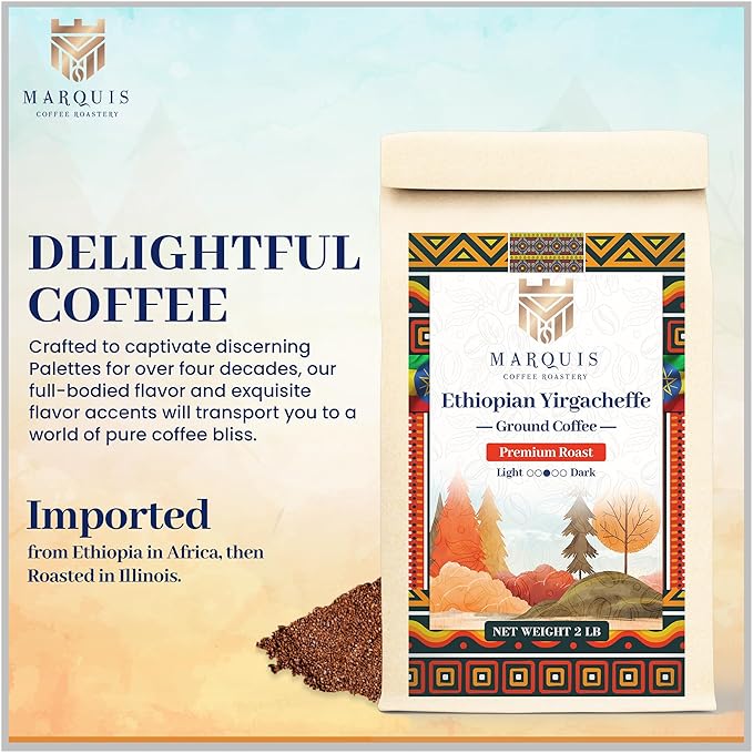 Marquis - Ground Coffee, 2 lbs (Ethiopian Yirgacheffe, 2 Pound (Pack of 1))