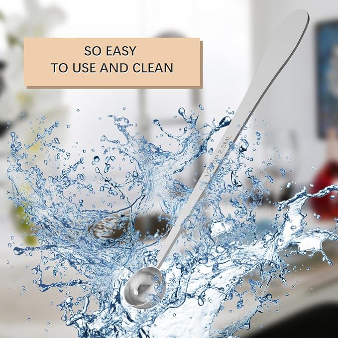 BERYLER 1PCS 1 Teaspoon(1tsp, 1/3tbsp, 5 ml) Single Measuring Spoon, Extra-long Handle Individual Measure Scoop, Stainless Steel Spoons Only