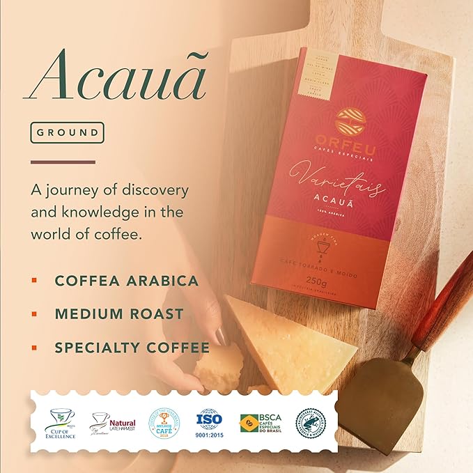 Roasted and Ground Acauã Coffee 8.8 oz – Notes of Clove and Cinnamon, Medium-Light Roast, Moderate Intensity – Ideal for Sophisticated Palates – Café Orfeu
